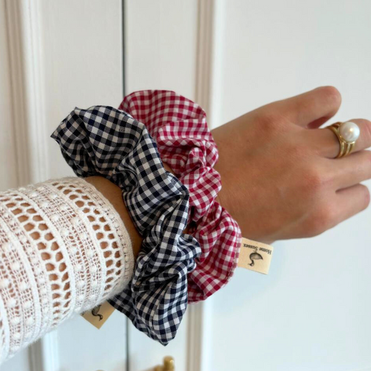 Handmade Gingham Hair Scrunchies | Trendy Patterns, Eco-Friendly Fabrics, Perfect for All Hairstyles