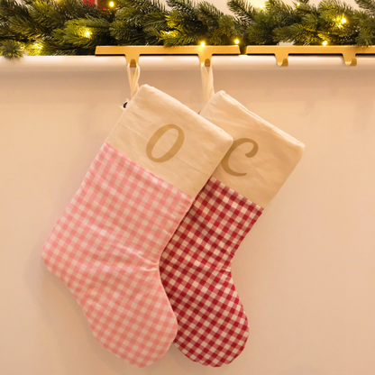 Personalised Handmade Stocking Custom Padded Decorative Stocking Customised Gingham Christmas Stocking Bespoke Striped Xmas Stocking