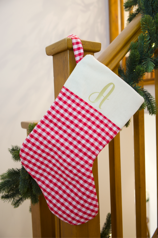 Personalised Handmade Stocking Custom Padded Decorative Stocking Customised Gingham Christmas Stocking Bespoke Striped Xmas Stocking